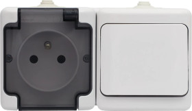 BRYZA Gniazdo hermetyczne podwójne z/u IP54 z klapką dymną białe 181480
