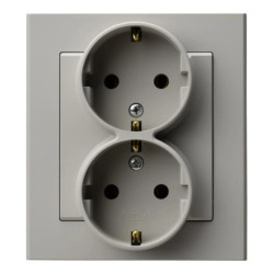 SONATA Gniazdo podwójne z uziemieniem schuko kompletne z ramką kaszmir GP-2RS/82