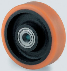 Kółko do wózka, Lite, Poliuretan, Brązowy, obc.: 700kg, śred.: 100mm, szer.: 40mm