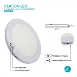 PLAFON LED Z CZUJNIKIEM ZMIERZCH.18W B.N