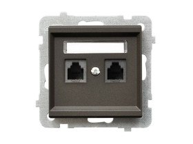 SONATA Gniazdo telefoniczne podwójne równoległe czekoladowy metalik GPT-2RR/m/40 OSPEL