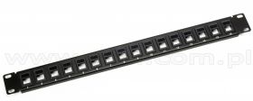 Patch panel 16-portowy, keystone, 1U, 19", bez gniazd