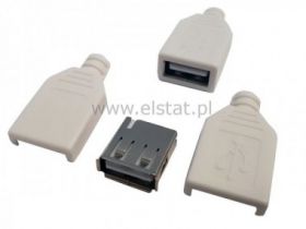 USB GN 1 x A na kabel z osłoną białą zaciskane