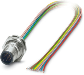 Panel plug, M12, 8 pole, strand connection, SPEEDCON locking, straight, 1239958