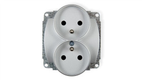 Trend Gniazdo Podwójne Z/U Srebrny 5Gpr-2Zp
