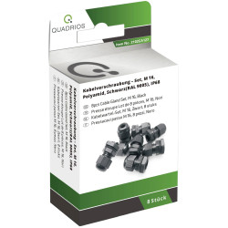 Quadrios 2102CA127 Cable Gland Set M16 PA66 Black Waterproof Versatile