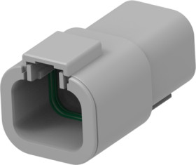 Socket, 4 pole, straight, 2 rows, gray, DTP04-4P