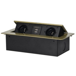 ORNO mosiądz Gn.wpuszczane 2x230V,2xUSB AE-13109/B