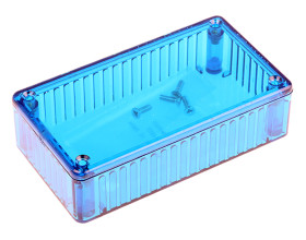 Obudowa Poliwęglan szerokość zew. 62 mm długość zew. 112 mm wys. zew. 27 mm Hammond IP54 Przezroczysty niebieski