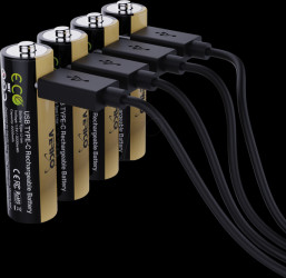 1UDBT-A6WEAC-NN Lithium-ion battery, AA, 1.5 V, 2220 mAh, USB-C, pack of 4