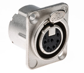 Złącze XLR 6 -pinowe Montaż na panelu Żeński