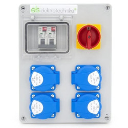 Rozdzielnica budowlana Mikołajki zabezpieczona 4*GS + wyłącznik główny, obudowa naścienna, 4NO42C00TRG