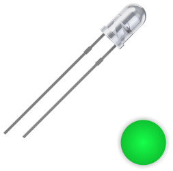 LED, THT, Ø 3 mm, green, 520 nm, 8000 mcd, 25°, 2111O176