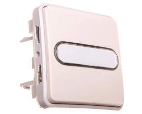 PLEXO55 Przycisk przełączny z podświetleniem i etykietą 10A 250V biały/ecru 069634