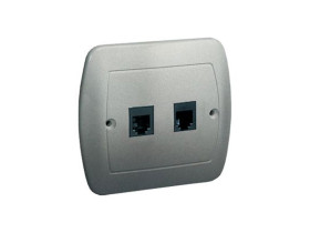 AKORD Gniazdo telefoniczne podwójne RJ11 aluminiowy metalik ATF2/26 KONTAKT SIMON