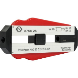 Precision wire stripper for PVC wires, PTFE wires, AWG 30, cable Ø 0.25 mm, L 97 mm, 24 g, T3756 25