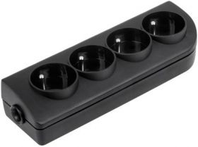 Gniazdo przedĹuĹźacza x 4 z uziemieniem czarne GN-40-2