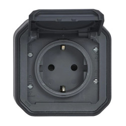 NOWE PLEXO 55 Gniazdo Schuko 2P+Z zaciski śrub komplet natynkowy 16A - 250V AC antracyt 069783L