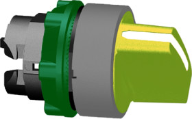 Toggle switch, 2 positions, unlit, groping, waistband round, yellow, front ring gray, 90°, mounting Ø 22 mm, ZB5AD405C0