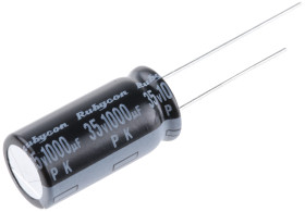 Kondensator 1000μF 35V dc Radialny, Otwór przelotowy Rubycon roztaw: 5mm 10 (Dia.) x 20mm