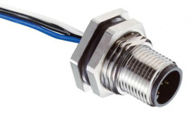 Złącze wielostykowe przemysłowe 4-pinowe M12, panelowe Wtyczka RS PRO