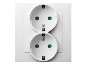 AS Gniazdo podwójne z uziemieniem schuko z ramką z przesłonami białe GP-2GSP/00 OSPEL