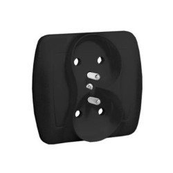 Simon Akord Gniazdo wtyczkowe z uziemieniem podwójne, z przesłonami torów prądowych, 16A, 250V, zaciski śrubowe czarny AGZ2Z/49