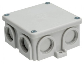 Puszka natynkowa, materał-bakelit, kolor RAL7035, IP54, 500V, 7 wyjść, z zaciskami 4x6mm² K76/K