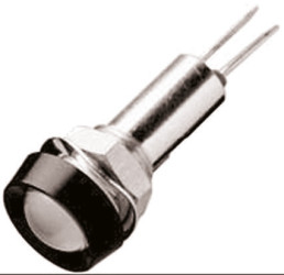 Lampka kontrolna do montażu panelowego, biała 8mm LED Czarny Wyprowadzenia Oxley