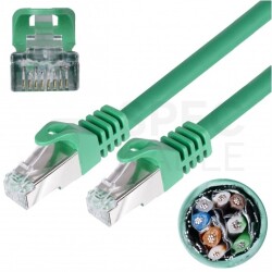 Patchcord S/FTP kat.6A PiMF kabel sieciowy LAN 2x RJ45 linka bezhalogenowy LSOH zielony 30m NEKU