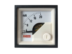 Amperomierz analogowy panelowy DC zakres 4 → 20 (Input)mA wysokość wycięcia: 45mm wartość 20 (Input)mA 1% +65°C