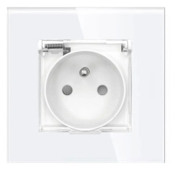 Gniazdo szklane IP44 z klapką - białe - Tawoia Glass