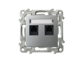 SZAFIR Gniazdo telefoniczne podwójne niezależne srebro GPT-2ZN/m/18 OSPEL