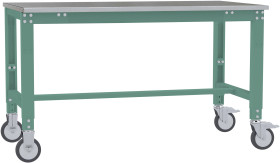 Manuflex AU7304.0001 Stół ROBOCZY UNIWERSALNY, mobilny, z blachą z blachy, szer. X gł. X wys. = 1000 x 600 x 752-972 mm