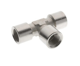 Trójnik gwintowany typu T WWW, 3 x G 1/4 GW, mosiądz niklowany