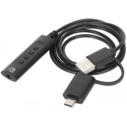 Adapter karta dźwiękowa USB-C/USB-A na Jack 3,5mm TRRS M/F 153560 /1m/