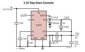40V, 5A, 2MHz Step-Down Switching Regulator with 3.3μA Quiescent Current