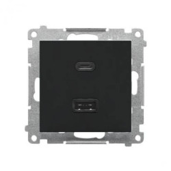 Simon 55 Ładowarka USB C+A (moduł), 30 W, 230V czarny mat TEC2CAQ.01/149