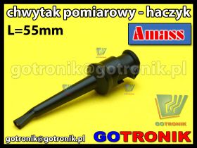 Chwytak pomiarowy haczyk L=55mm czarny