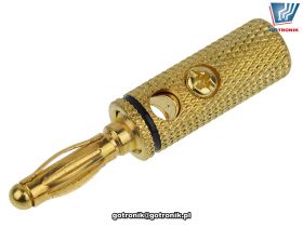 Wtyk banan metalowy gold - czarny