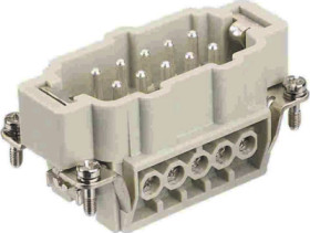 Pin contact insert, 10B, 10 pole, screw connection, with PE contact, 09365102601