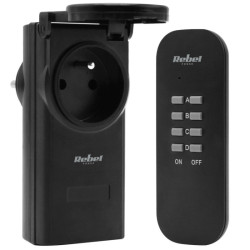 Gniazdo sieciowe x1 Sterowane Pilotem, bezprzewodowe, Czarne