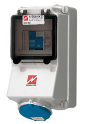 Złącze przemysłowe - zasilające 32A Gniazdo 230 V 3P Żeński MENNEKES Niebieski Montaż ścienny IP44