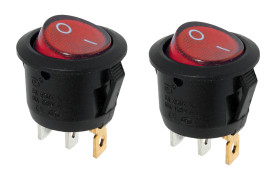 Opencircuit Rocker switches 250V round with red lamp - 2 pieces