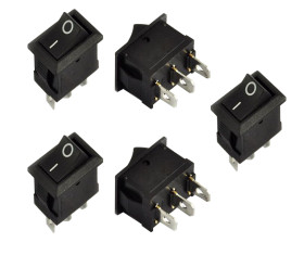 Opencircuit Rocker switch 1 pole 3 pin - 5 pieces