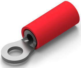 Insulated ring cable lug, 0.3-1.42 mm², AWG 22, 3.02 mm, M2.5, red, 31880
