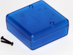 ABS device enclosure, (L x W x H) 66 x 66 x 28 mm, blue/transparent, IP54, 1593JTBU