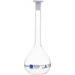 Rapid EGL0446H Volumetric Flask with PE Stopper, Class-A, 500 ml pack of 2