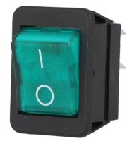 MK1060G Przełącznik kołyskowy, włącz-wyłącz 230V zielony (DPST) otwór montażowy: 30x22.1mm