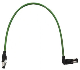 System cable, RJ45 plug, straight to RJ45 plug, angled, Cat 5, PVC, 4 m, green, 09470502091